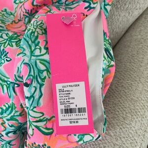 Lilly Pulitzer Pink and Green Floral Dress pearl romper size 6 with tag